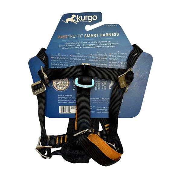 Kurgo Tru Fit Smart Harness Dog Car Harness Size Medium Safety Orange Black - Picture 4 of 4